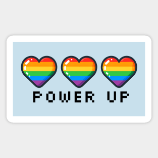 Gay Pride Power Up Video Game Rainbow Hearts Pride Flag LBGT Magnet